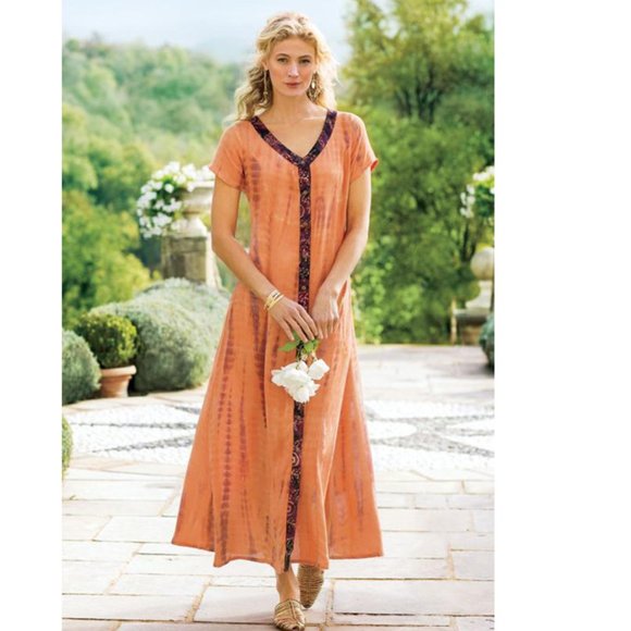 Soft Surroundings Dresses & Skirts - NWT-Soft Surroundings Sunset Bali Maxi Dress Boho Tie Dye Tropical Watercolor-PL